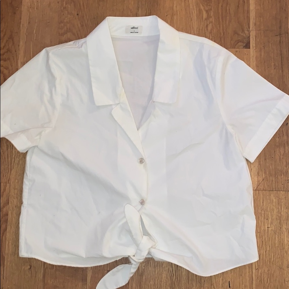 Aritzia short sleeve button down shirt